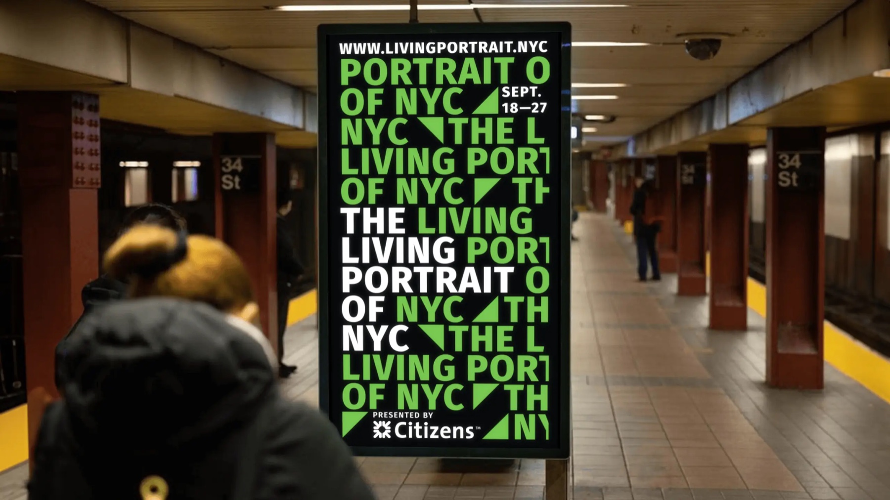 The Living Portrait of NYC campaign displayed in a subway station